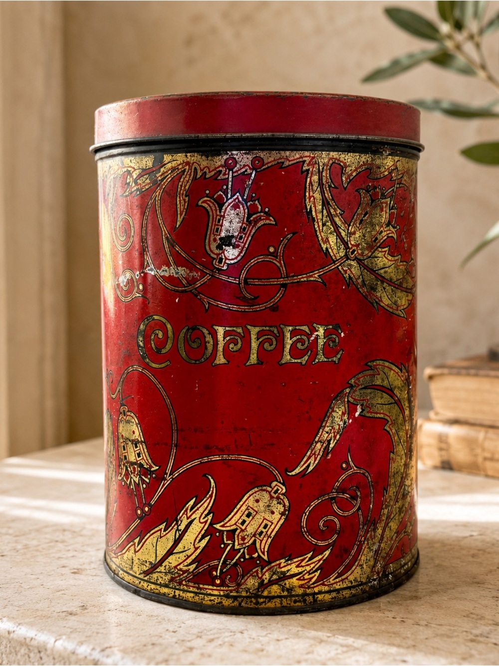 Art Nouveau Coffee Tin Circa Early 1900s Tindeco